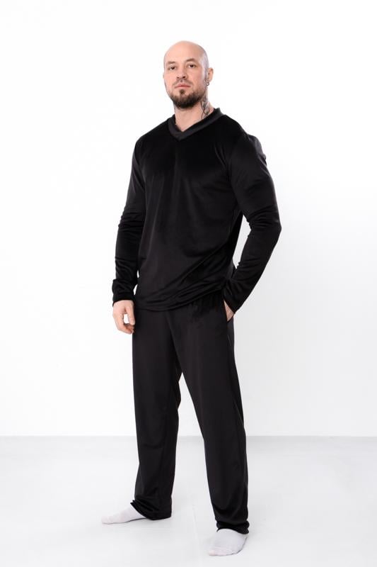 Комплект чоловічий велюровий піжамний однотонний Носи Своє р. 56 Чорний (8149-030)