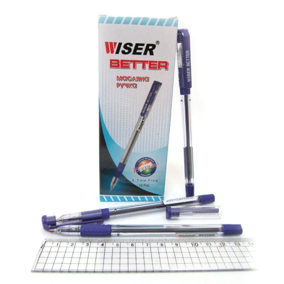 Ручка масляна wiser better з грипом 0,7 мм 12 шт. в уп. Фіолетовий (MTT-131521)