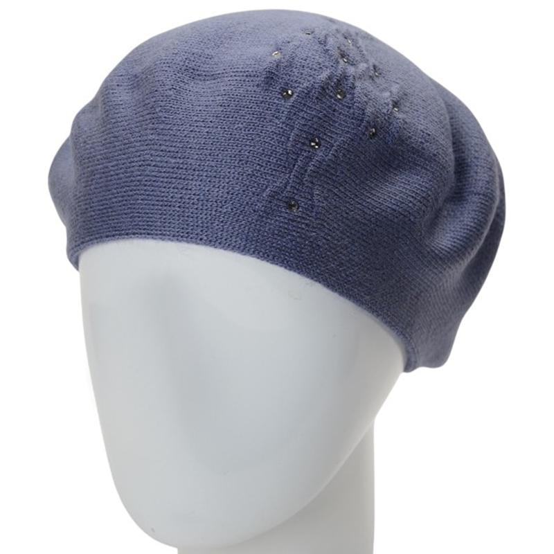 Берет жіночий Lirus ЛЕРА підвійний тонкого в'язання з візерунком one size Джинс (282697) - фото 1