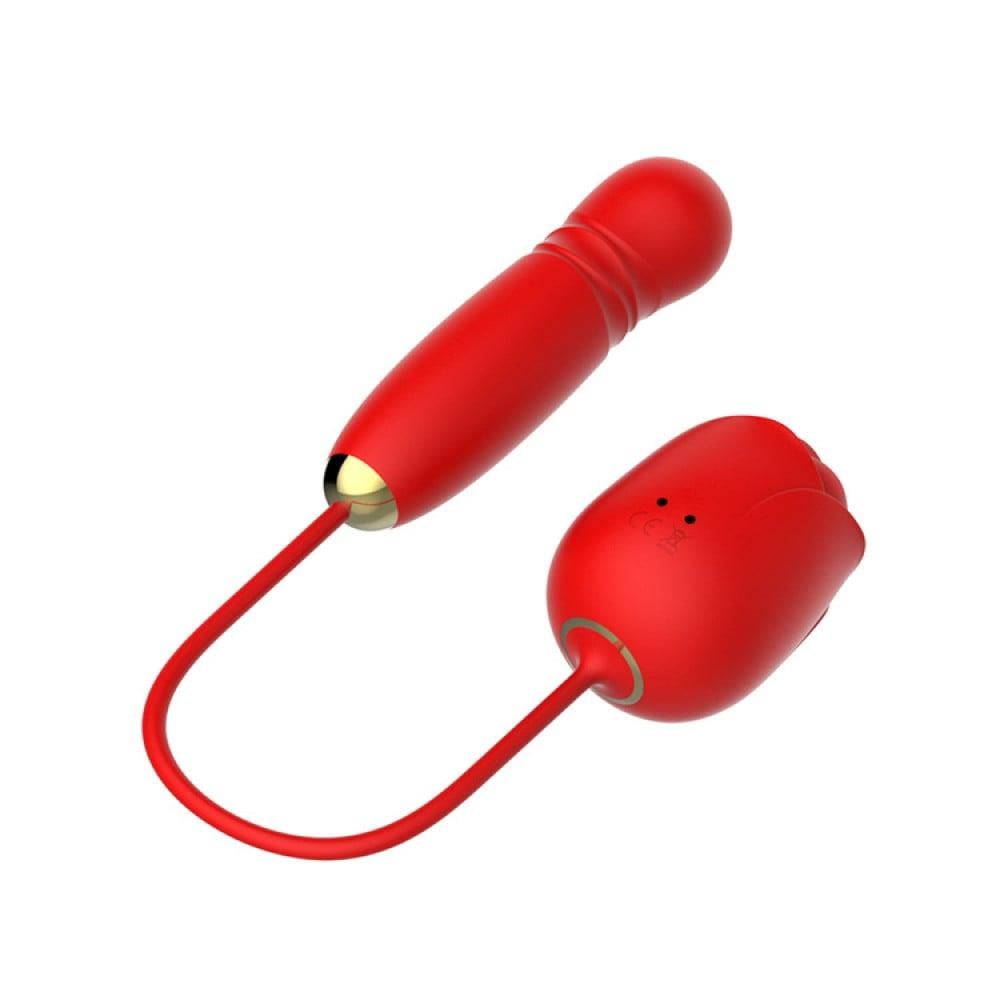 Вакуумный стимулятор в виде розы Every Night Toys с пульсацией, красный Вакуумный стимулятор в виде розы Every Night Toys с пульсацией, красный