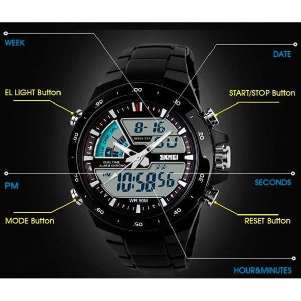 Наручные часы Skmei Shark 1016 с комбинированным циферблатом Black (1037342284) - фото 2 Наручные часы Skmei Shark 1016 с комбинированным циферблатом Black (1037342284) - фото 2