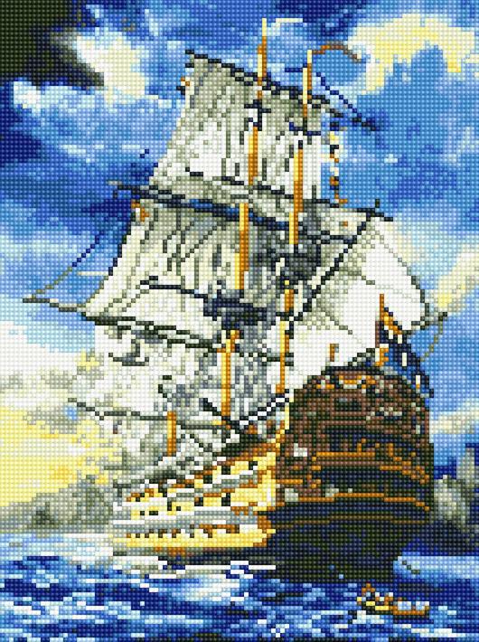 Алмазная мозаика Rainbow Art Фрегат в море 30x40 см (EJ1231)