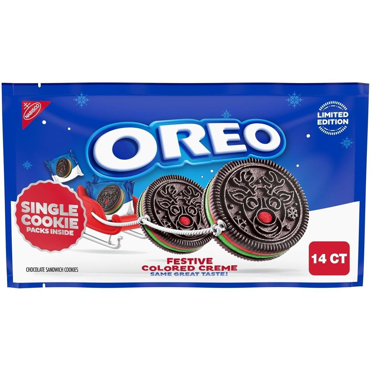 Печенье OREO Red and Green Creme Christmas Cookies 202 г (2844026196)