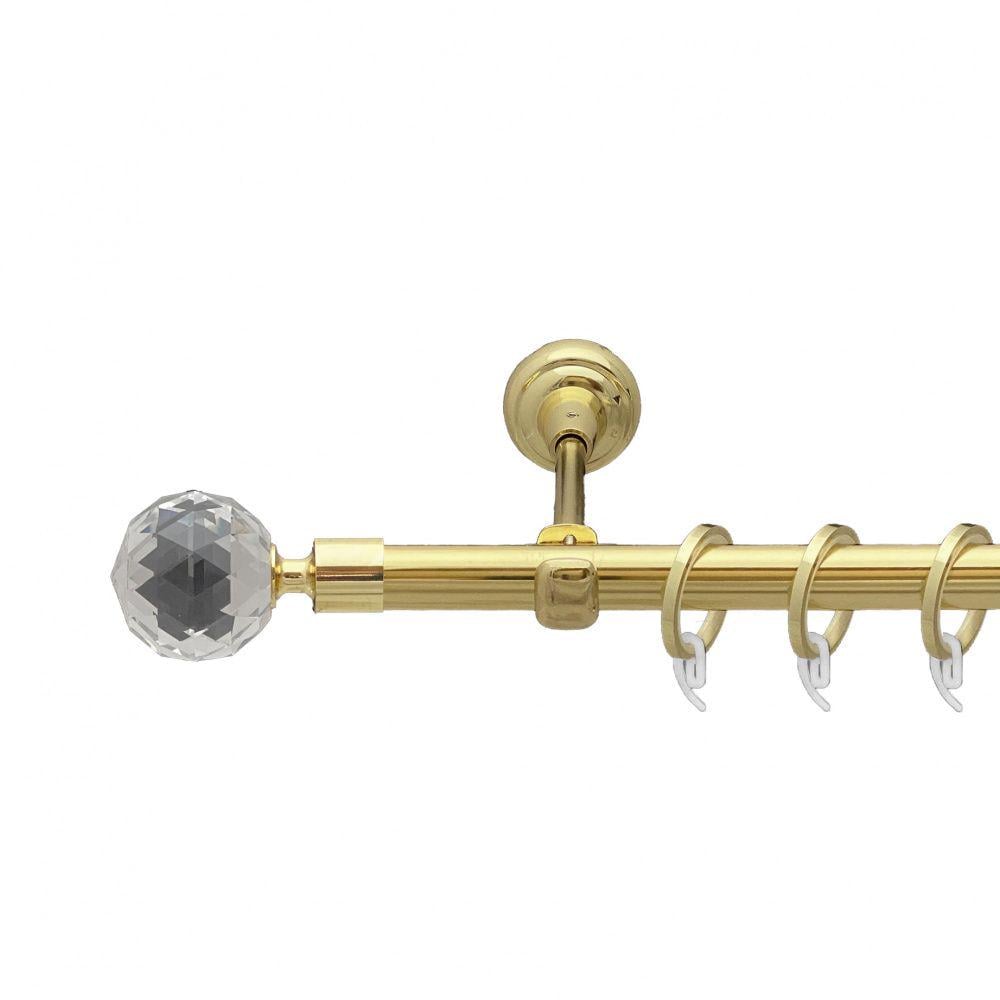 Карниз Orvit Люміера металевий однорядний відкритий гладка труба кільце фасонне металеве 19 мм 300 см Золото (00-00009253)