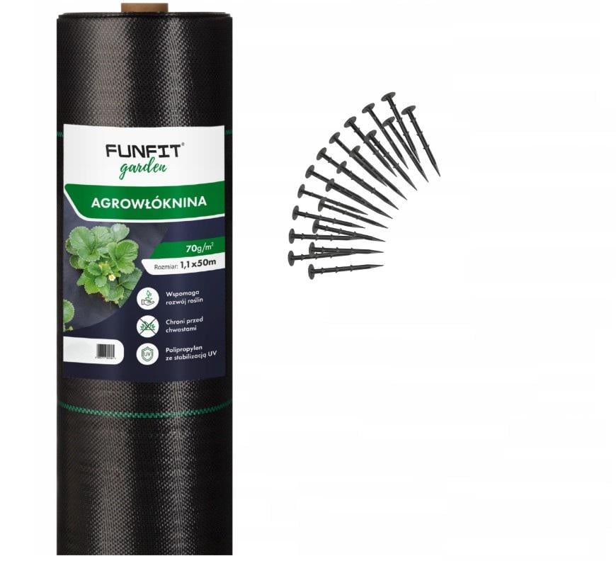 Агроткань Funfit Garden 1,1х50 м 70 г/кв. м с 50 анкерами Черный (4516)