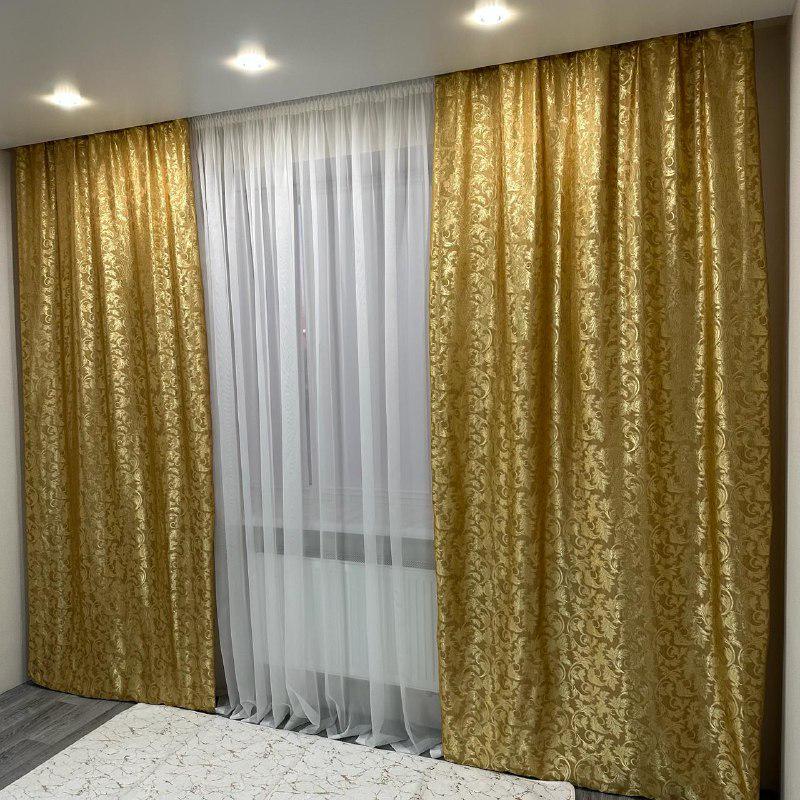 Шторы Севилья жаккардовые 1,5х2,7 м 2 шт. Золотой - фото 4 Шторы Севилья жаккардовые 1,5х2,7 м 2 шт. Золотой - фото 4