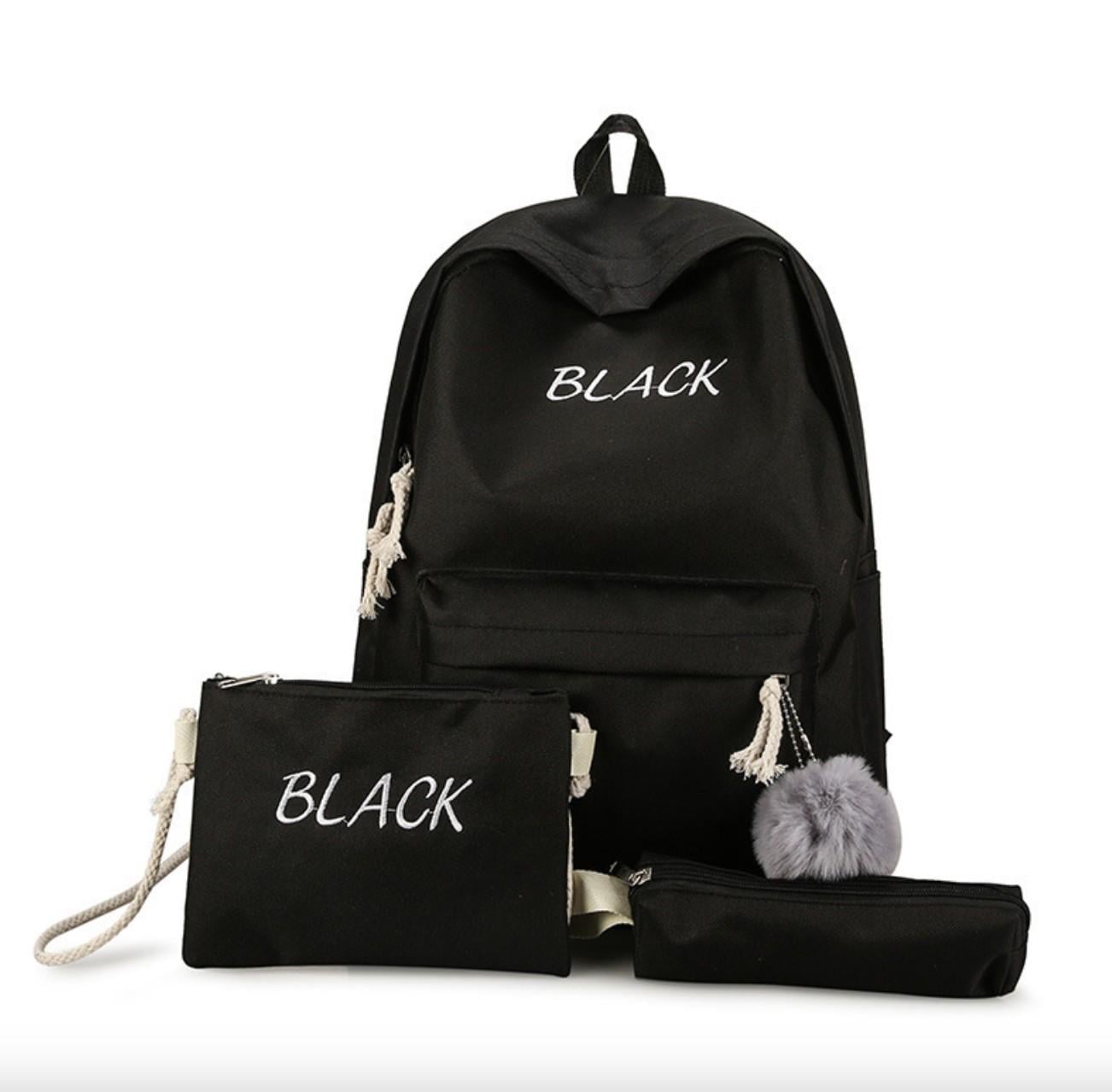 Рюкзак школьный Black 3в1 пенал/сумочка Черный (DR017474)