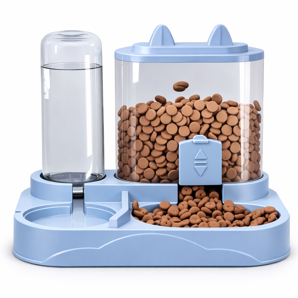Автоматична годівниця та поїлка для котів і собак 2 в 1 400/700 мл Блакитний (2931527463)