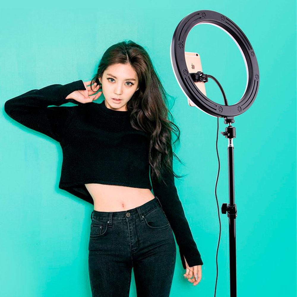 Кольцевая LED лампа MJ-26 RGB цветная на 15 Вт 26 см со штативом и держателем на USB - фото 7 Кольцевая LED лампа MJ-26 RGB цветная на 15 Вт 26 см со штативом и держателем на USB - фото 7