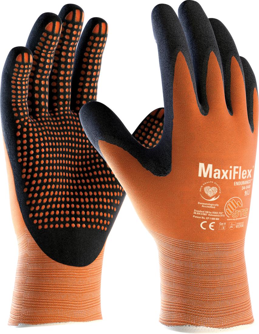 Рукавички захисні ATG Gloves MaxiFlex Endurance високотехнологічні р. 8 M Чорно-помаранчевий (34-848)