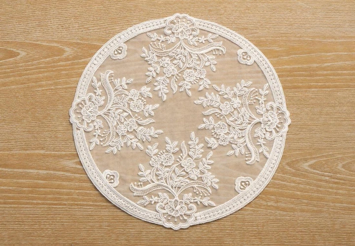 Сервировочная салфетка Classic Lace кружевная D 30 см Молочный Белый (445-255)