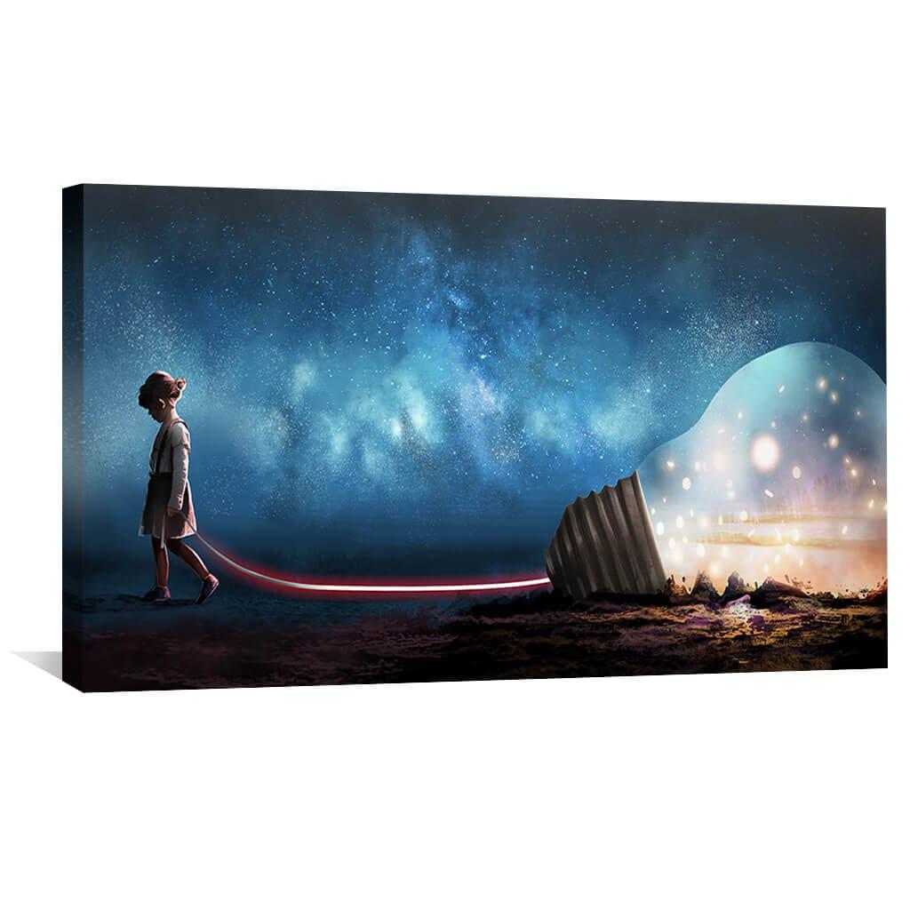 Настенний декор Девочка и большая лампочка 160x80 см (Y1-9)