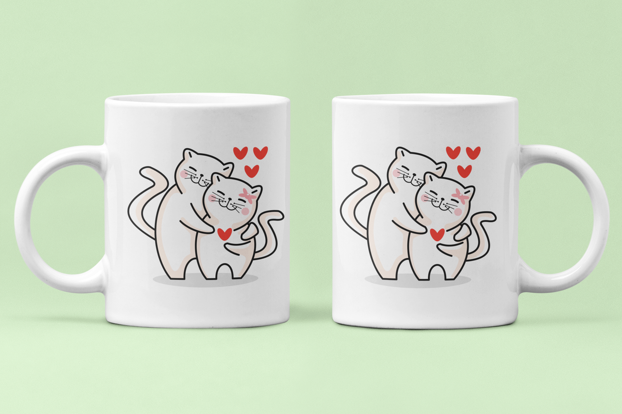 Чашки парные Кошки для влюбленных 330 мл Белый (ВЛ191Ч)