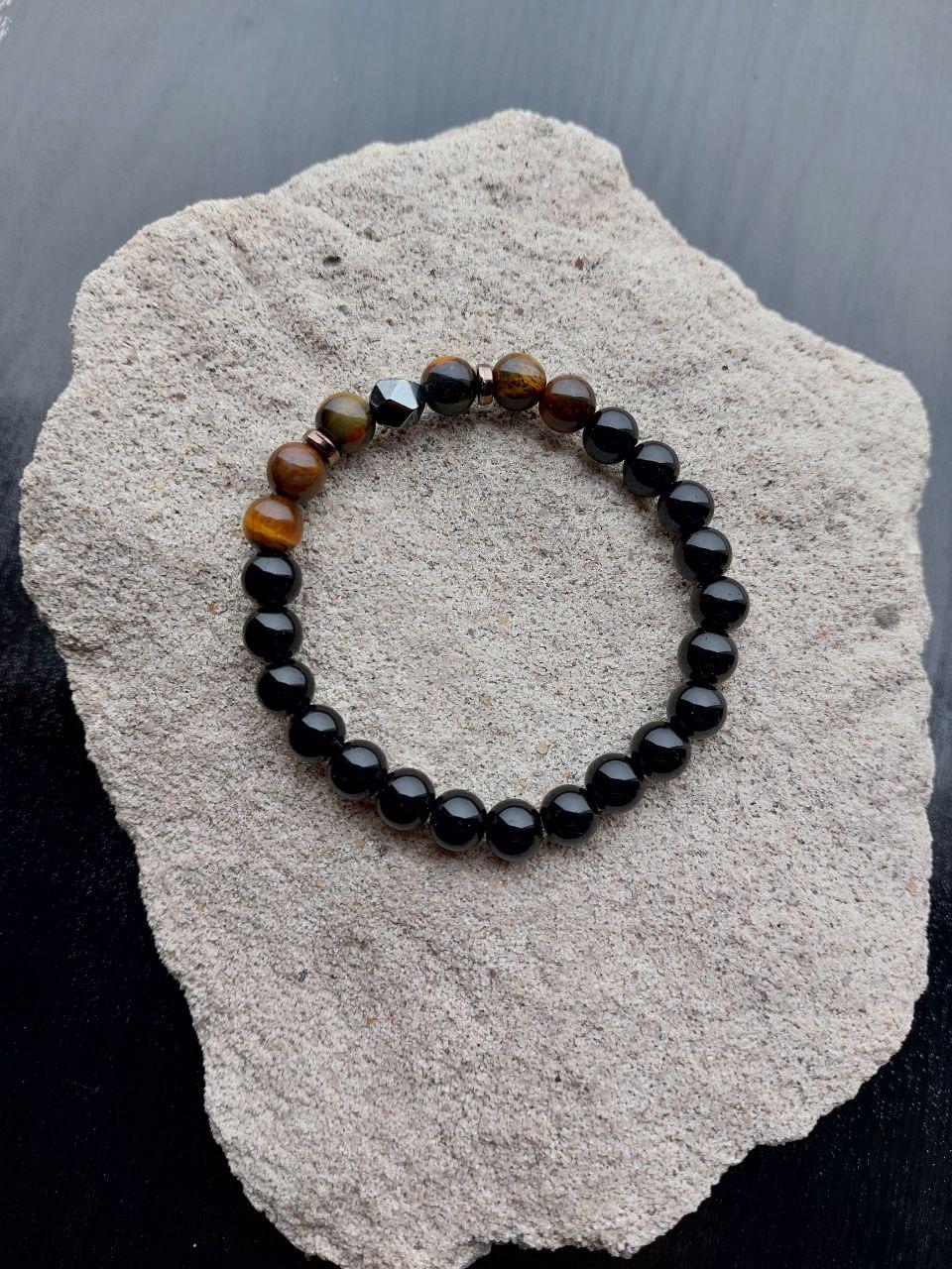 Браслет LITAURS из натурального камня агат d 8 мм с вставками гематит/тигровый глаз L 18-21 см (250213-1) - фото 6 Браслет LITAURS из натурального камня агат d 8 мм с вставками гематит/тигровый глаз L 18-21 см (250213-1) - фото 6