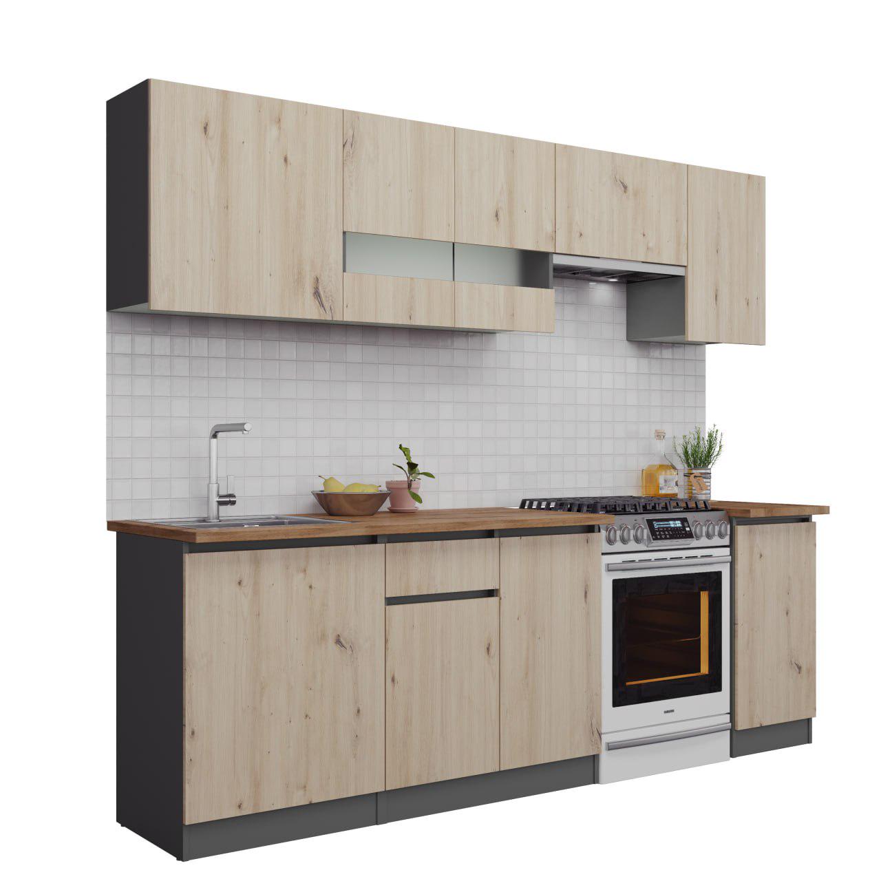 Кухня Win Меблі Каліпсо зі стільницею 2,4 м Антрацит/Дуб Артизан - фото 2 Кухня Win Меблі Каліпсо зі стільницею 2,4 м Антрацит/Дуб Артизан - фото 2