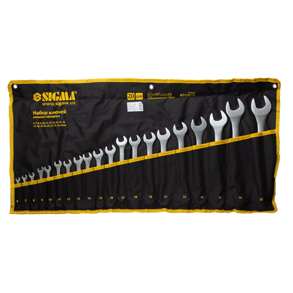 Набор ключей рожково-накидных Sigma CrV 20 ед. чехол (6010171)