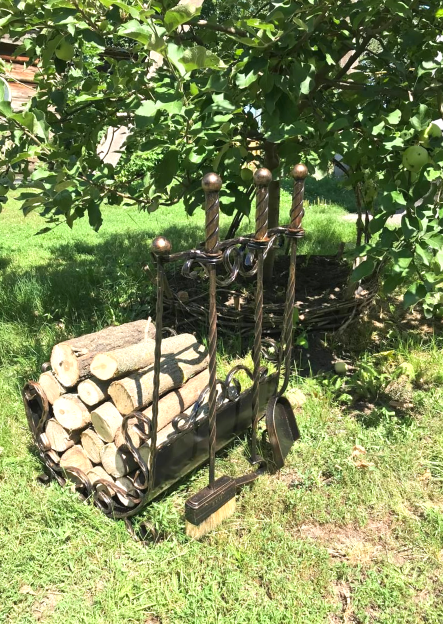 Набор для каминных принадлежностей с дровницей кованый (Vi_0011) - фото 7