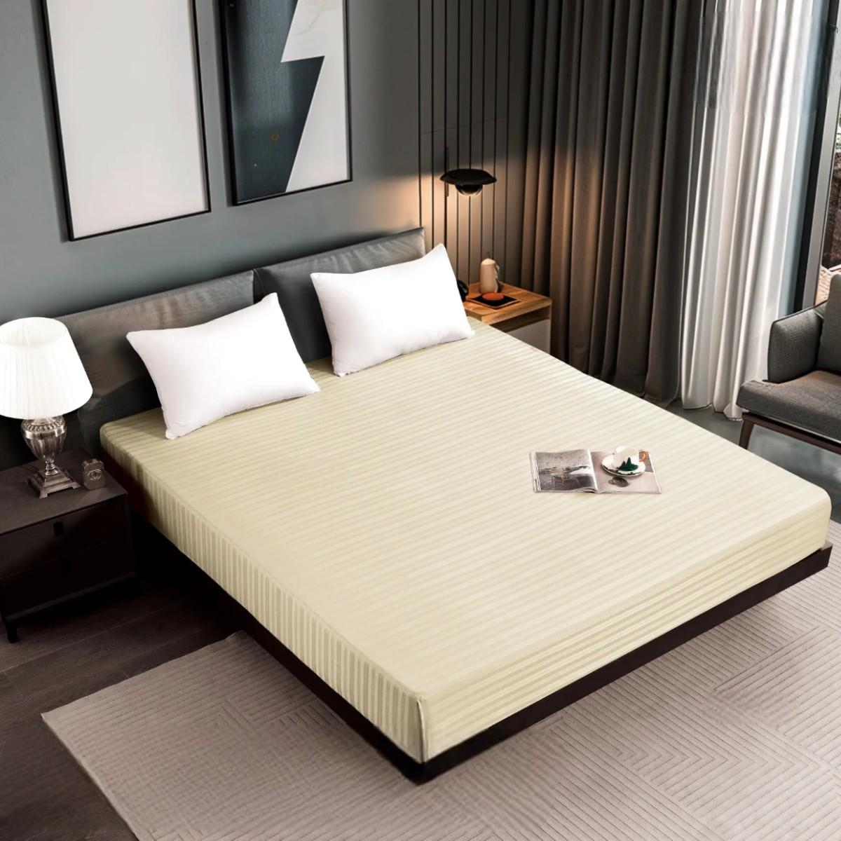 Простынь на резинке Koloco 160х200/25 см Бежевый (40170)