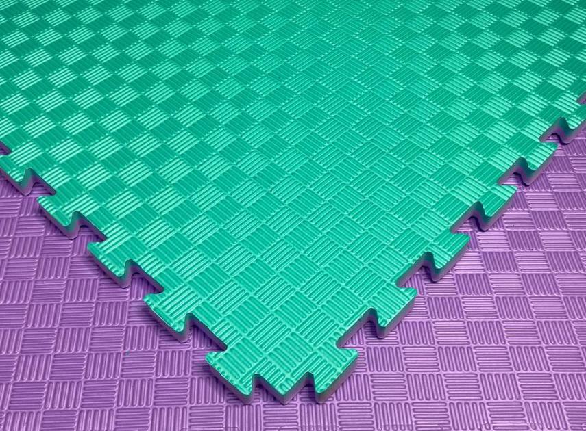 Мат-татами ласточкин хвост 100х100х2 см EVA Фиолетово-бирюзовый