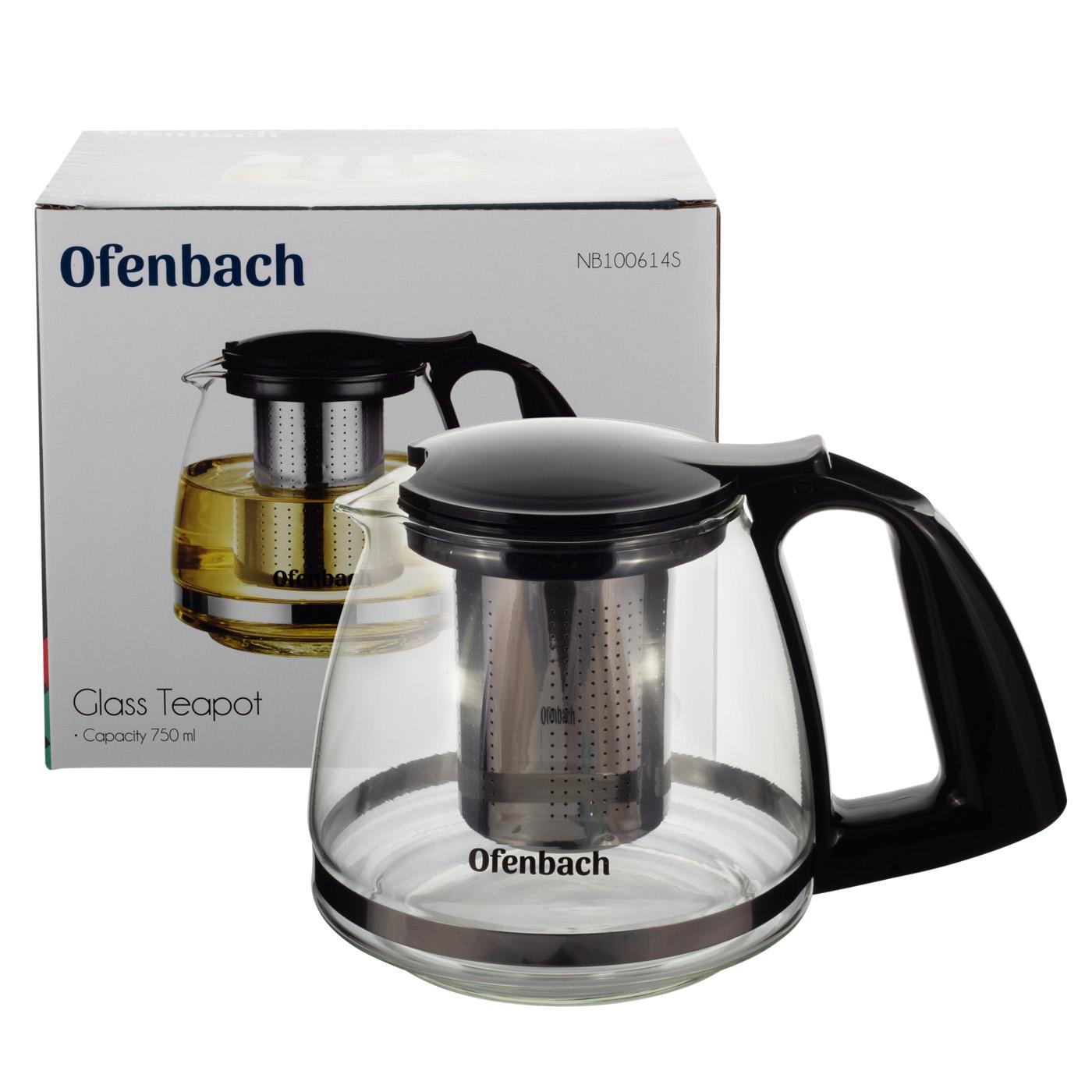 Заварочный чайник со съемным ситечком Ofenbach KM-100614S из термостойкого стекла 750 мл Прозрачный (150-84-100614S) - фото 4