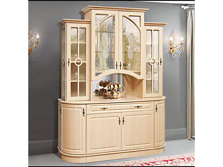 Буфет-витрина Світ Меблів Цезарь 1700х585х2235 в гостиную/столовую из ДСП и МДФ Клен
