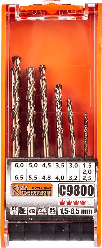 Набір кобальтових свердел по металу Richmann HSS 1,5 - 6,5 мм 13 шт. (C9800)