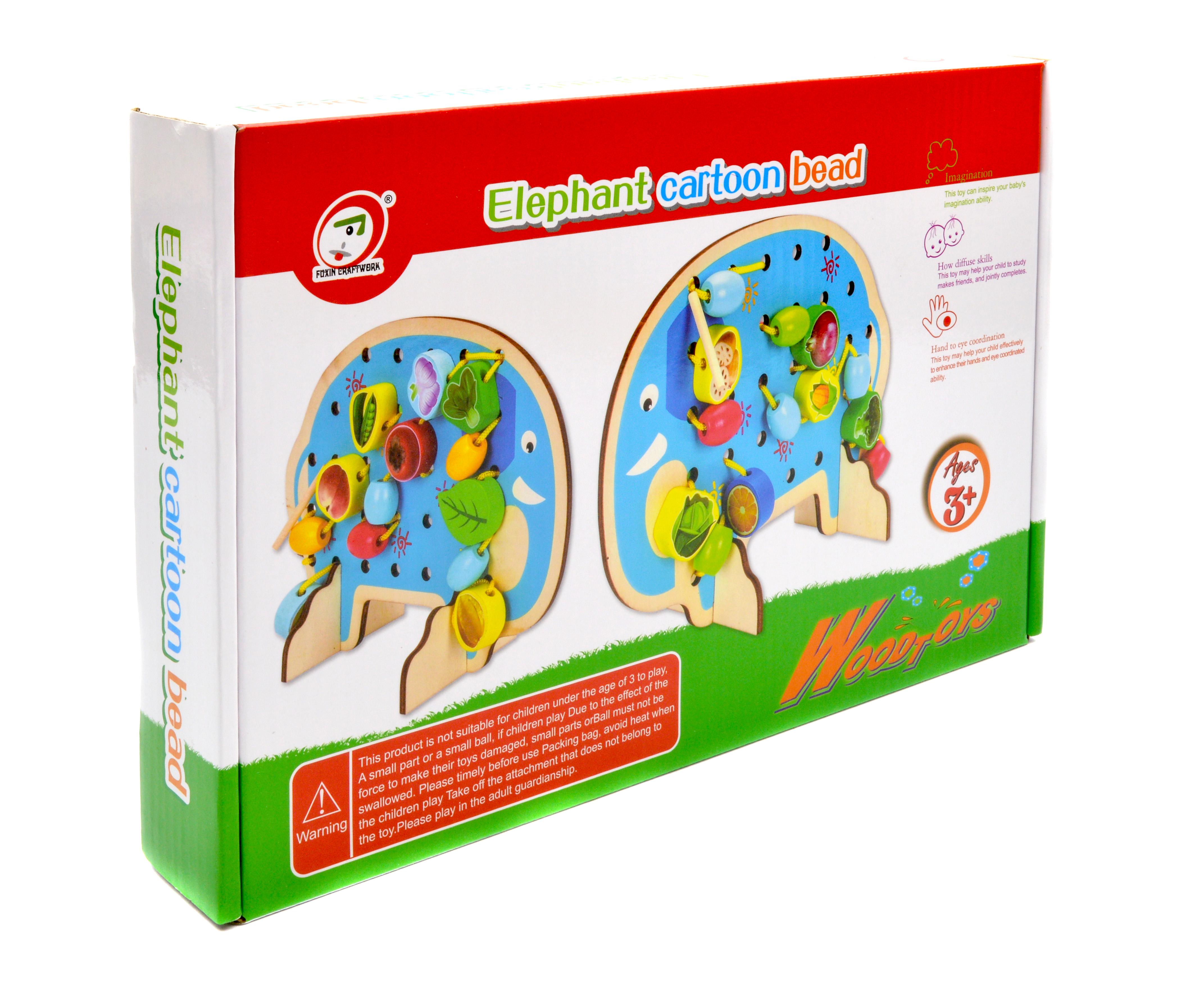 Шнурівка дерев'яна 29520 слон із фруктами - фото 4 Шнурівка дерев'яна 29520 слон із фруктами - фото 4