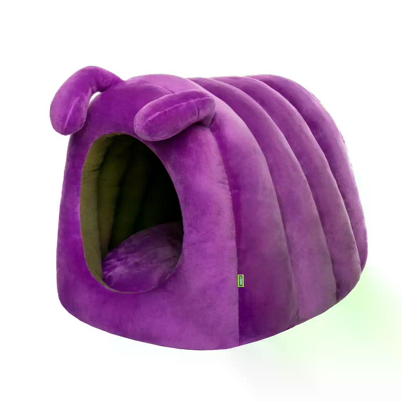 Лежак-домик для собаки и кота Улитка мягкая для домашних животных 32х40х52 см Фиолетовый