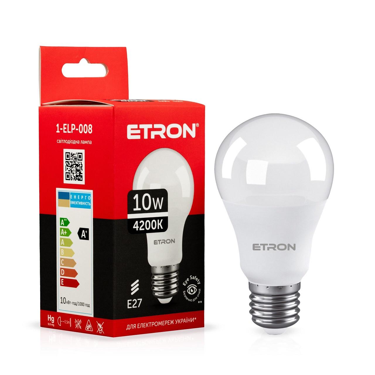 Лампа LED ETRON Light 1-ELP-008 A60 10W 4200K E27