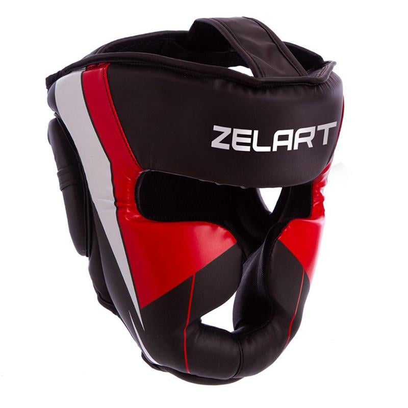 Шлем боксерский Zelart BO-7041 с полной защитой S Черный/Красный (37429473)