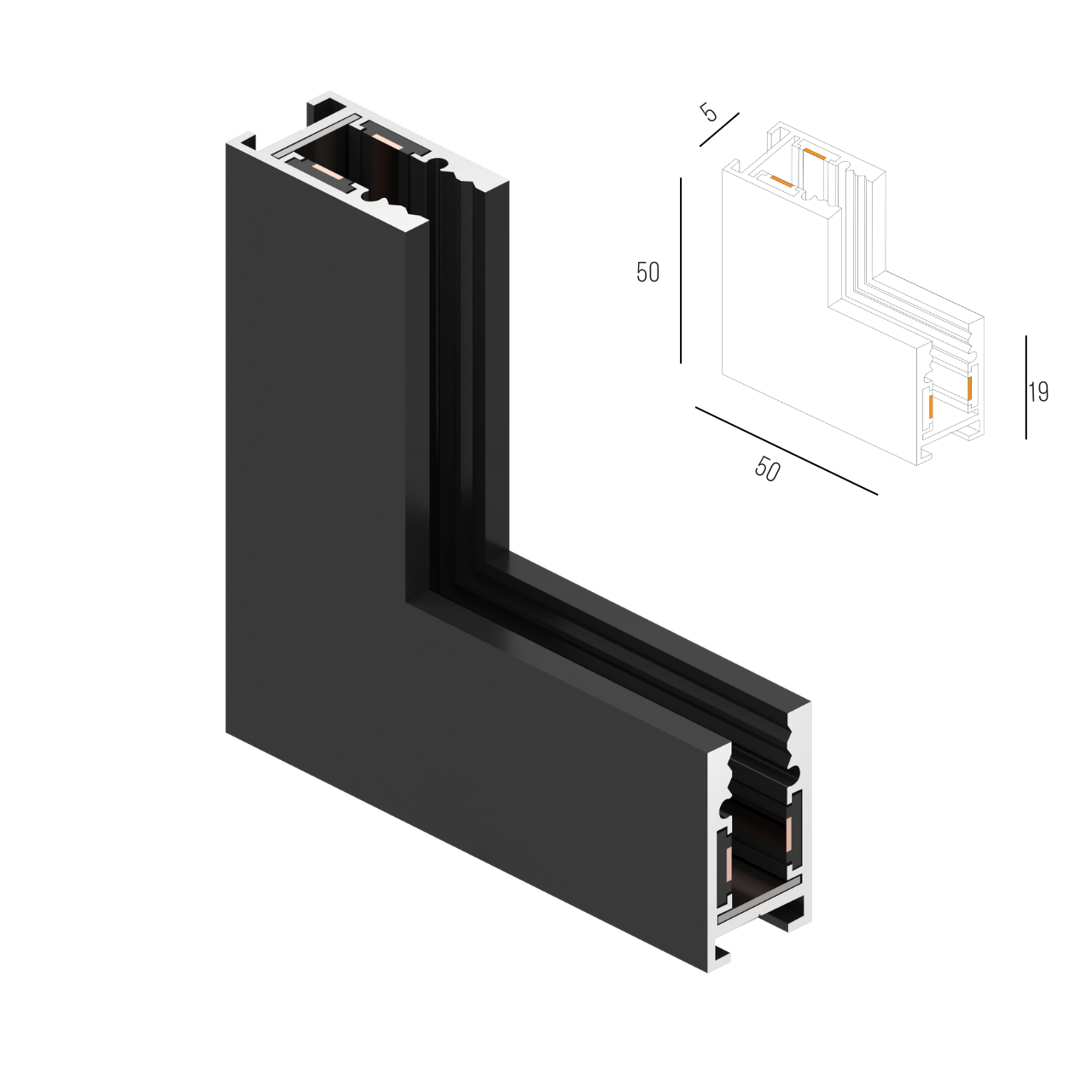 Соединитель угловой вертикальний для магнитного шинопровода накладного и подвесного MERALLI Черный (TRUN0V002) - фото 3 Соединитель угловой вертикальний для магнитного шинопровода накладного и подвесного MERALLI Черный (TRUN0V002) - фото 3