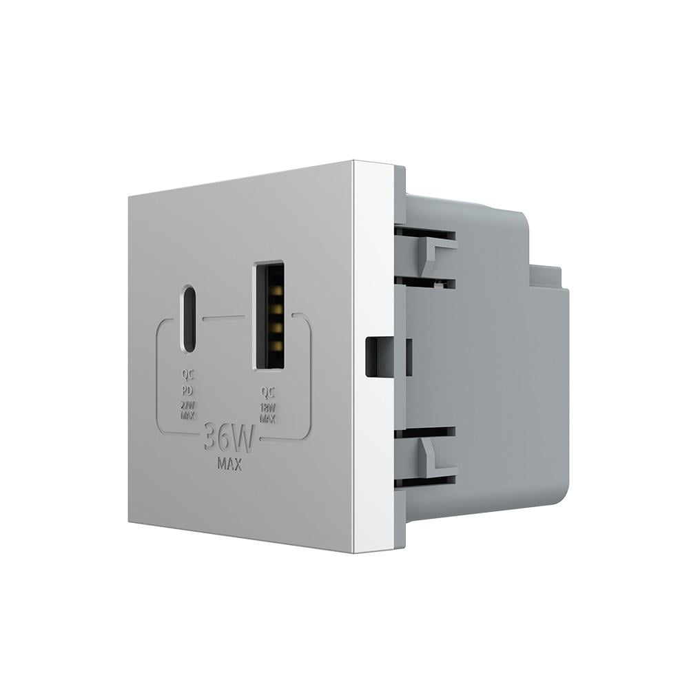 Механизм розетка USB-A и USB-C 36 W Серый (VL-FCUA18W.UC18W-2IP)