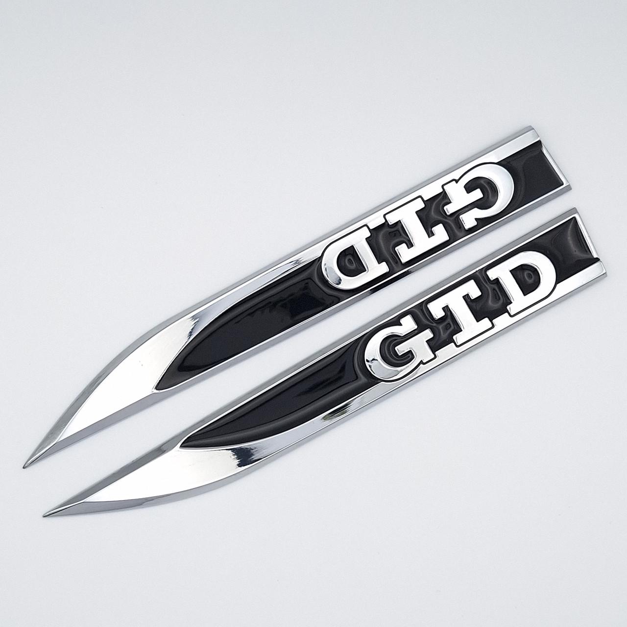 Эмблема на крылья GTD Volkswagen 15х1,8 см Хром/Черный глянцевый (1703591086)