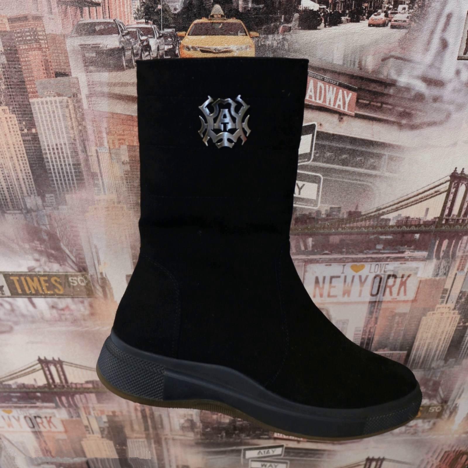 Сапоги женские зимние Starmani замшевые средней длины р. 37 Черный (1021)