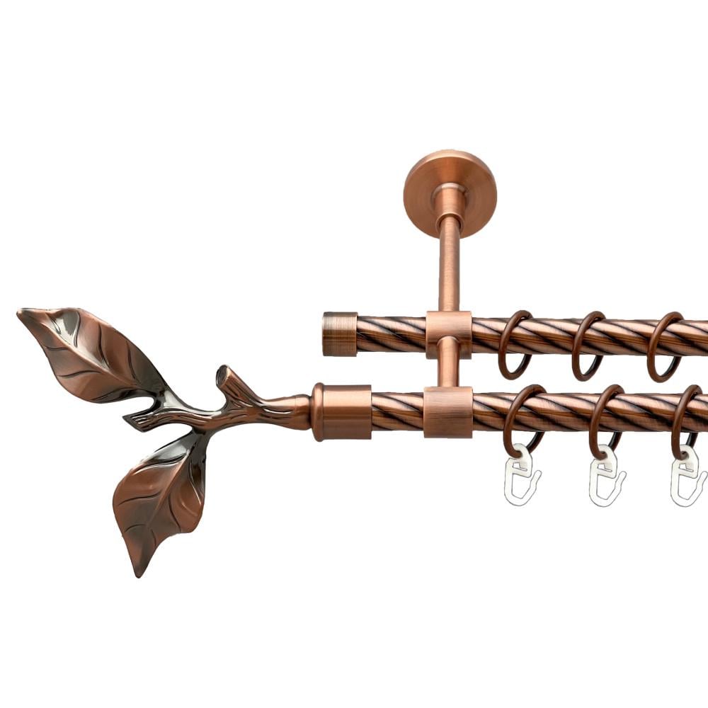 Карниз Orvit Листок Троянди металевий дворядний закритий скручена труба кільце металеве 16/16 мм 160 см Мідь (00-00025311)