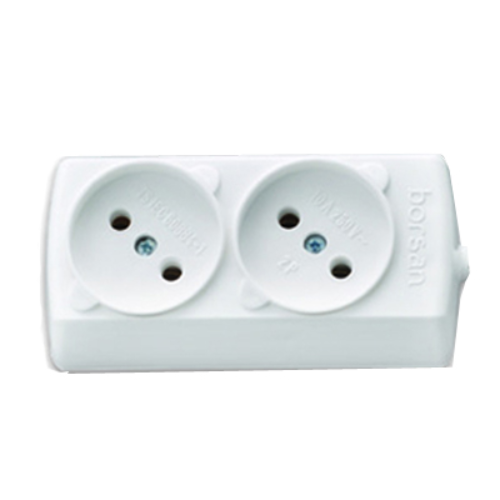 Колодка Borsan 2 гнізда без заземлення Білий (15064) Колодка Borsan 2 гнізда без заземлення Білий (15064)