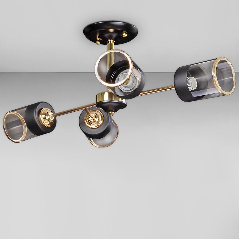 Люстра потолочная лофт Light House ZX-18608-4 FGD 670х440х220 мм Черный с золотом