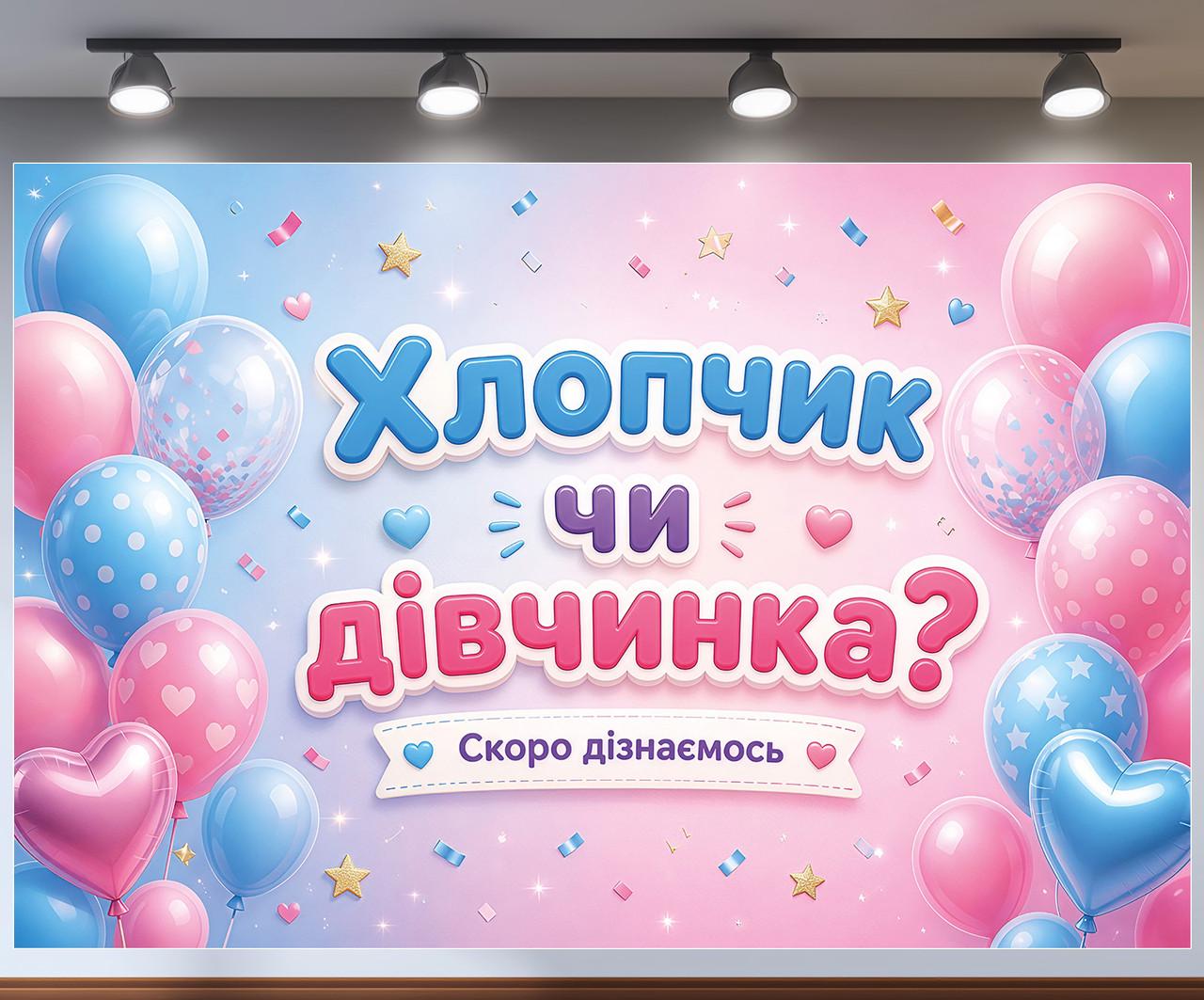 Фотозона баннер на Гендер пати Мальчик или Девочка с люверсами и шариками 300x200см, №48801 Фотозона баннер на Гендер пати Мальчик или Девочка с люверсами и шариками 300x200см, №48801