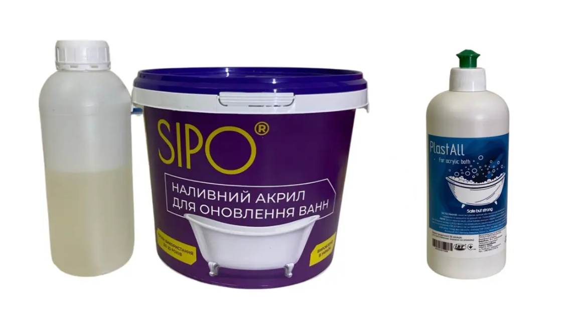 Акрил жидкий для ванн Sipo 1,5 м с моющим средством Plastall (23915757)