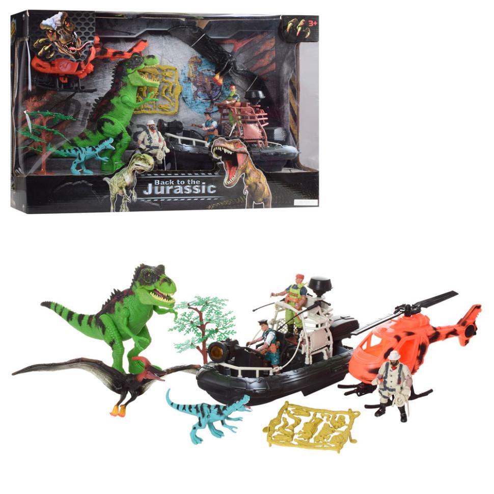 Набір рятувальників f124 74 вертоліт джип мотоцикл динозавр фігурки (RLT21591)