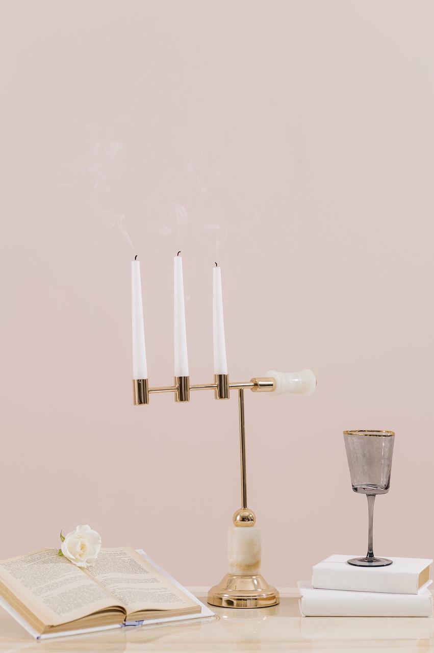 Подсвечник праздничный Remy-Deсor Кран из металла с белым камнем 38 см Золотой - фото 4 Подсвечник праздничный Remy-Deсor Кран из металла с белым камнем 38 см Золотой - фото 4