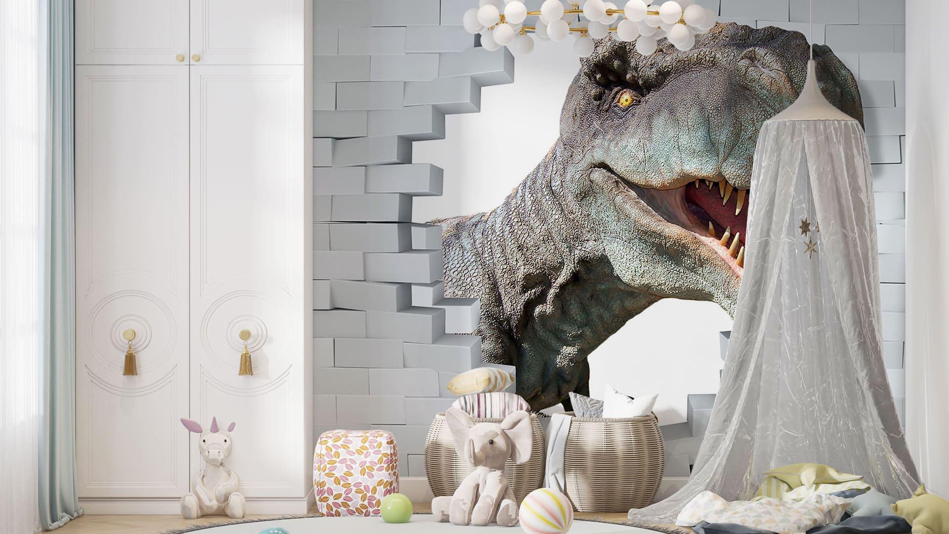 Фотообои флизелиновые Styleo Print-walls Тиранозавр и кирпич 0855 400х250 см (Pw-0855/4)