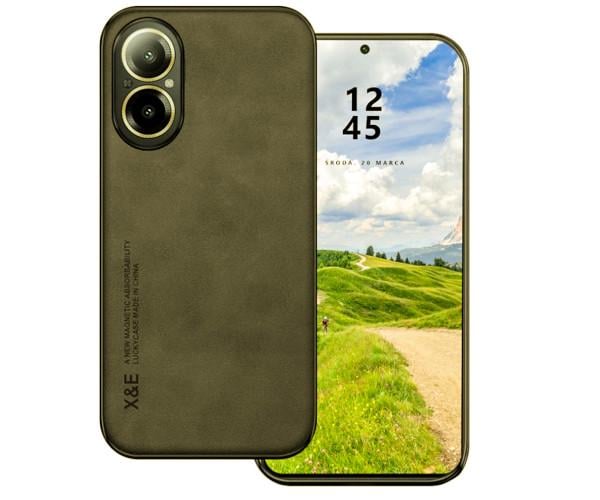 Кожаный чехол - накладка X&E для Realme C67 4G с металлической вставкой Серый Кожаный чехол - накладка X&E для Realme C67 4G с металлической вставкой Серый