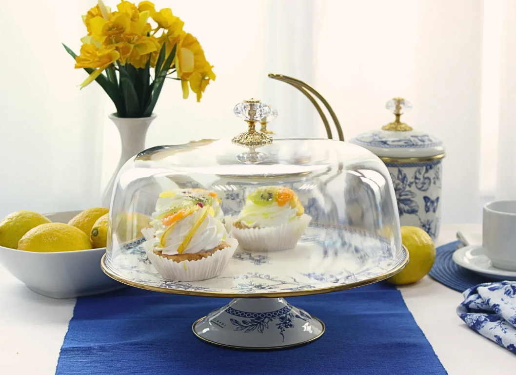 Тортовница эмалированная BUTTERFLY Elmani с крышкой на ножке 30 см - фото 4