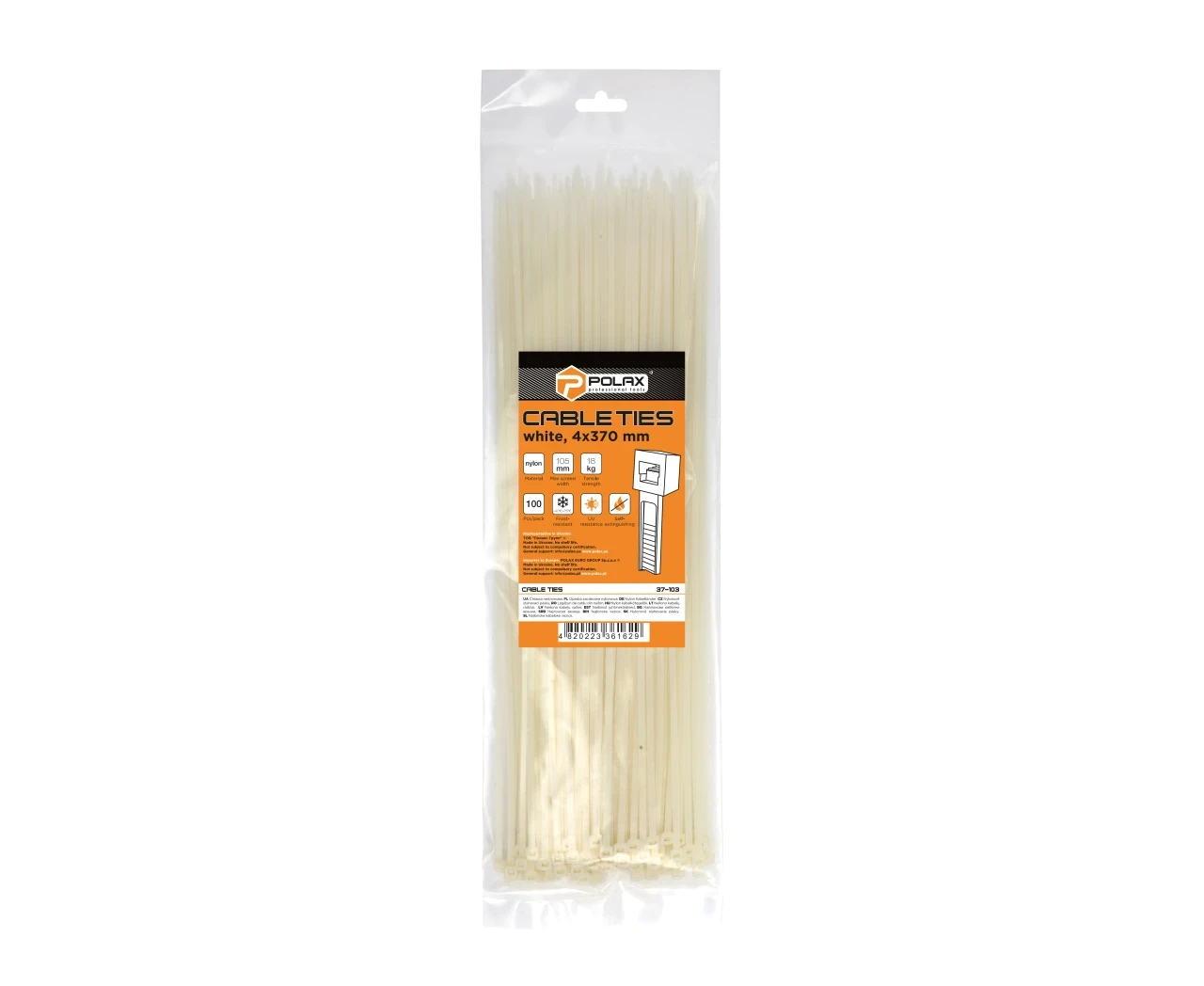 Стяжка нейлонова 4х370 мм Білий (2412051526) - фото 2