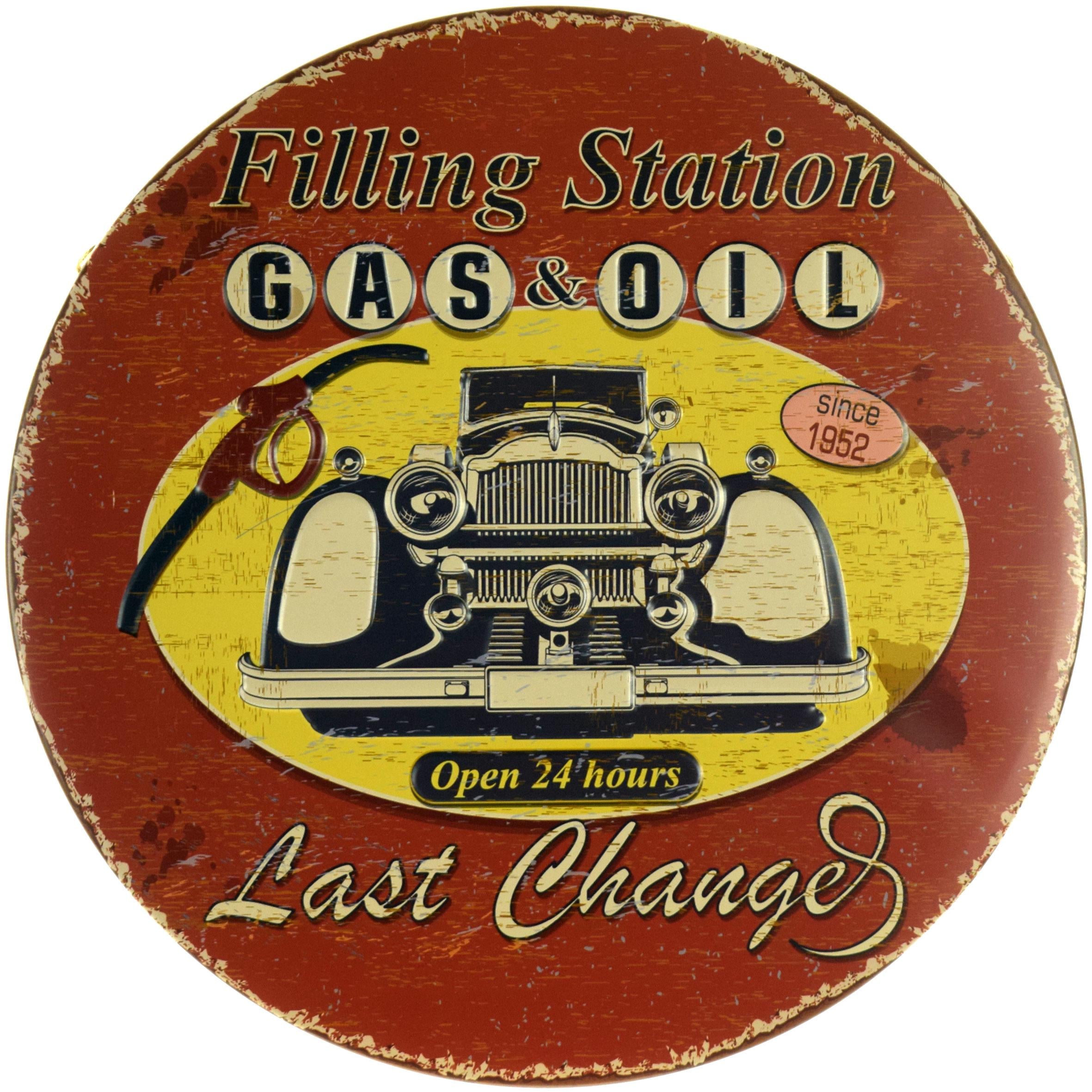 Табличка металева Автозаправна Станція/Filling Station Last Changes кругла 30 см