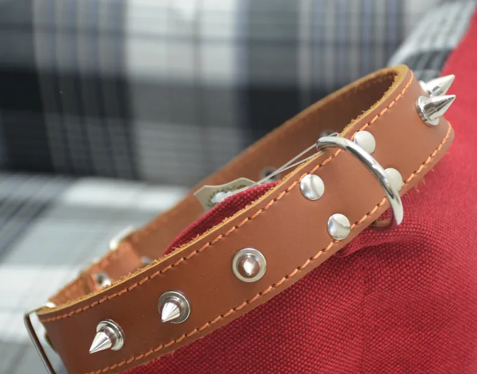 Нашийник для тварин шкіряний з ШИПАМИ 25 мм х 36-45 см Коричневий (2296445210) - фото 2