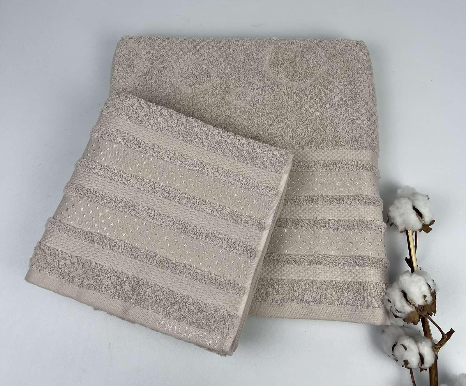 Набор полотенец Philippus Air Cotton Paris Е882 2 шт. в фирменной коробке Бежевый (CN31172)