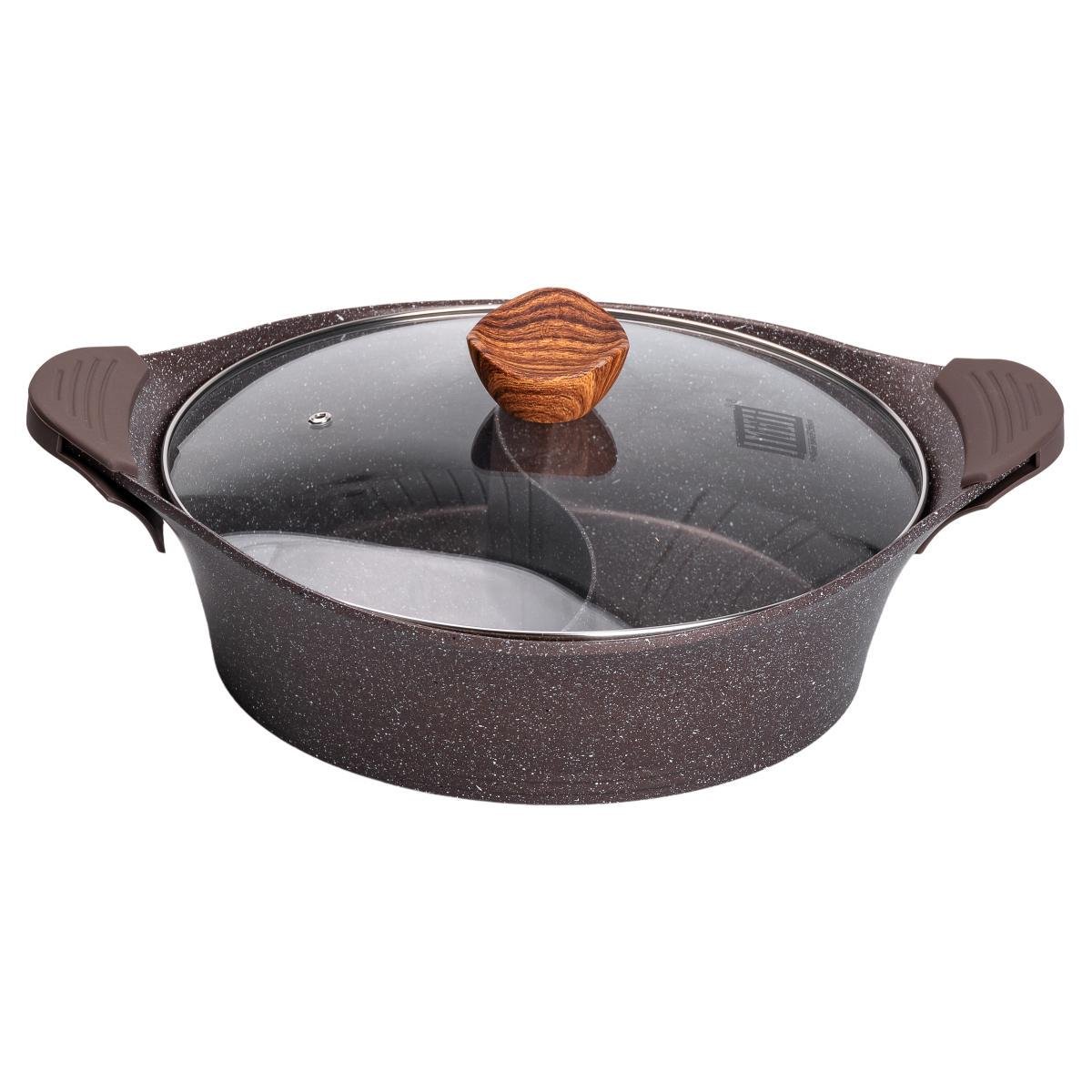 Кастрюля с разделителем MGC для шаба-шаба алюминиевая с антипригарным покрытием стеклянная крышка 4 л (HP-4-413CO)