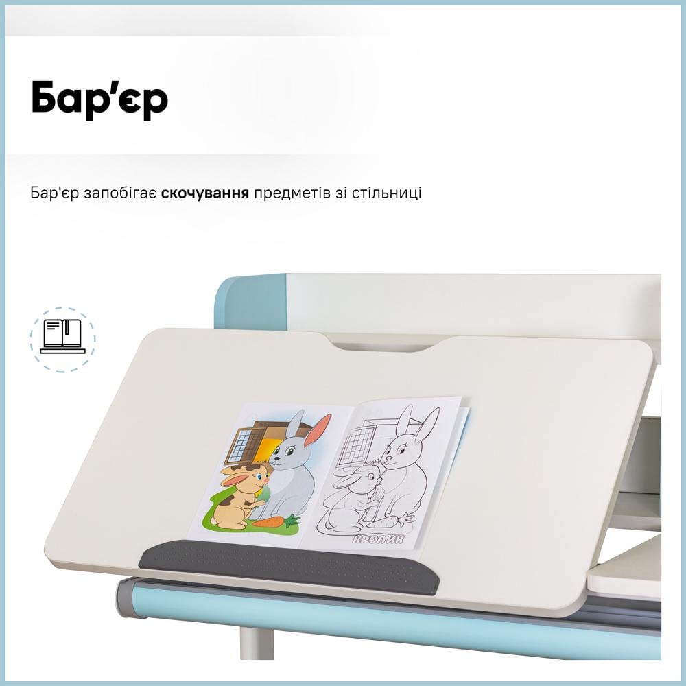 Парта трансформер шкільна Evo-kids TH-330 W/Z ергономічна Блакитний - фото 10 Парта трансформер шкільна Evo-kids TH-330 W/Z ергономічна Блакитний - фото 10